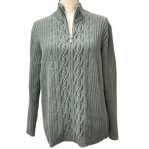 Lands' End Cable Knit 1/4 Zip Sweater L